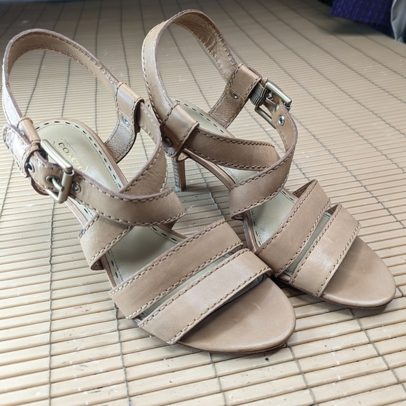 Coach "Rapture" Open Toe criss cross brown leather strap Slingback Sandal Shoe S - Picture 3 of 10